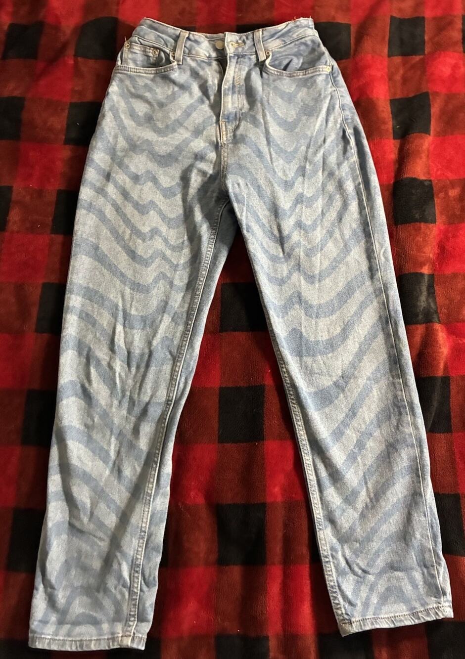 Koaj Women’s Vintage Style Size 10 Mom Jeans High Rise Patterned Denim Y2K Look